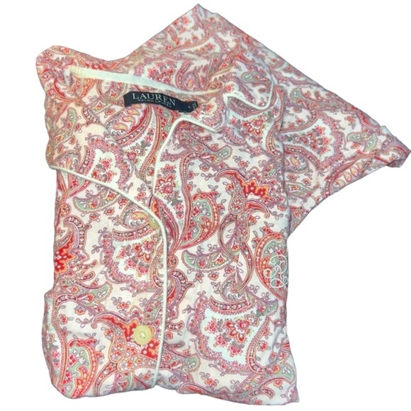 Lauren Ralph Lauren Floral Paisley Print Cotton 2 Piece Comfy Sleep Pajama Set - Picture 14 of 14
